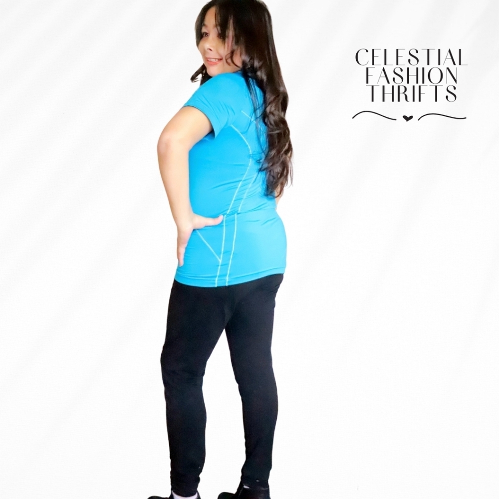 ADIDAS TECHFIT WOMENS BLUE SIZE L SPORTS TOP